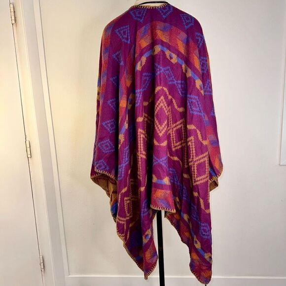 Eddie Bauer Womens Boho Southwestern Reversible Blanket Shawl One Size Colorful - Picture 3 of 7